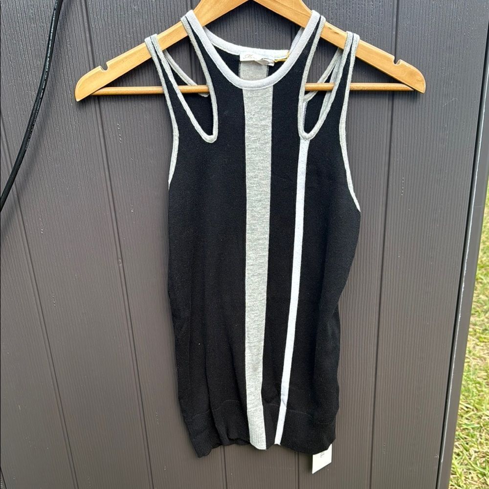 Minnie Rose Knit Tank - Size XS - Black and Gray Sleeveless Top
